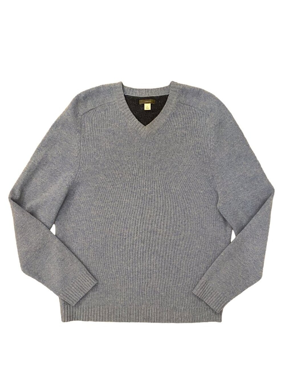 Men's Vintage EXPRESS Wool V-Neck Light Gray/Blue Sweater L